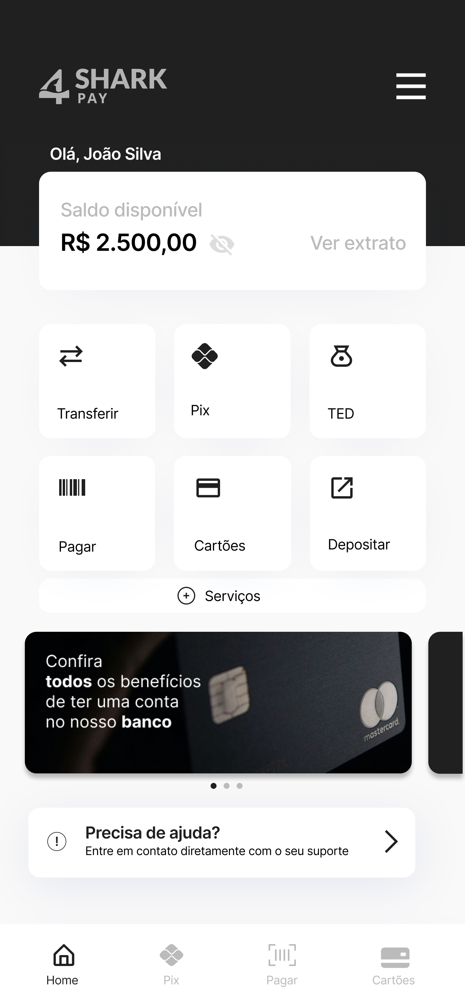 Screenshot de app financeiro