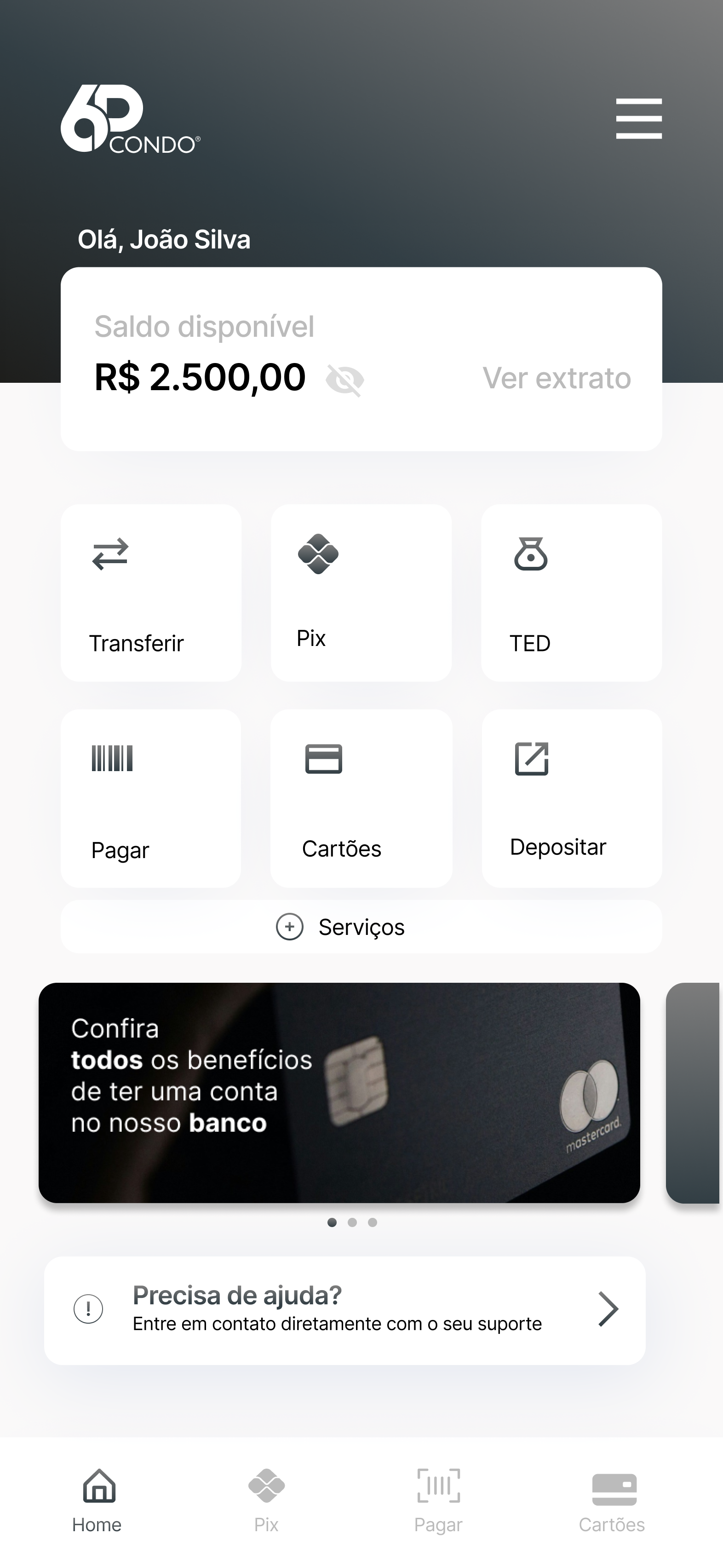 Screenshot de app financeiro
