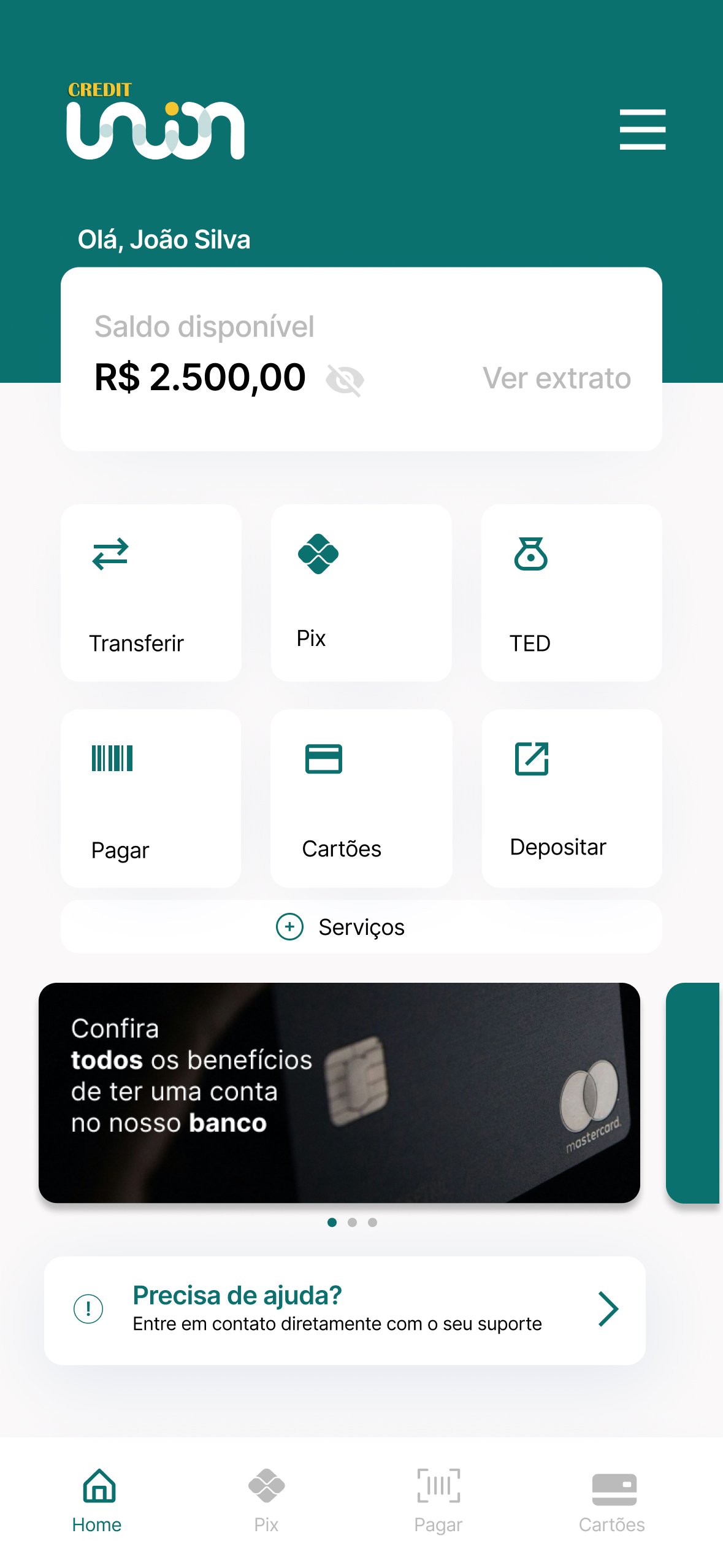Screenshot de app financeiro