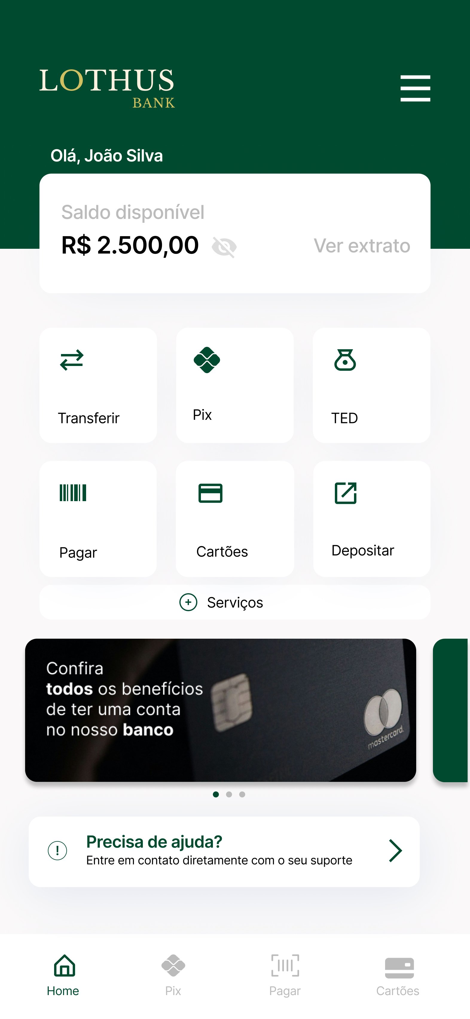 Screenshot de app financeiro