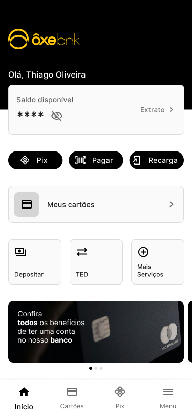 Screenshot de app financeiro