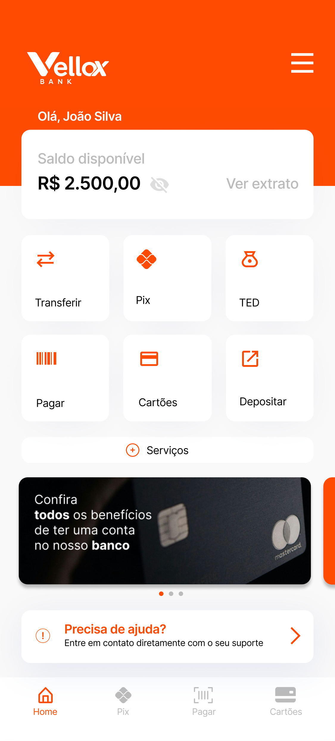 Screenshot de app financeiro