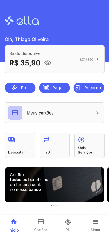 Screenshot de app financeiro