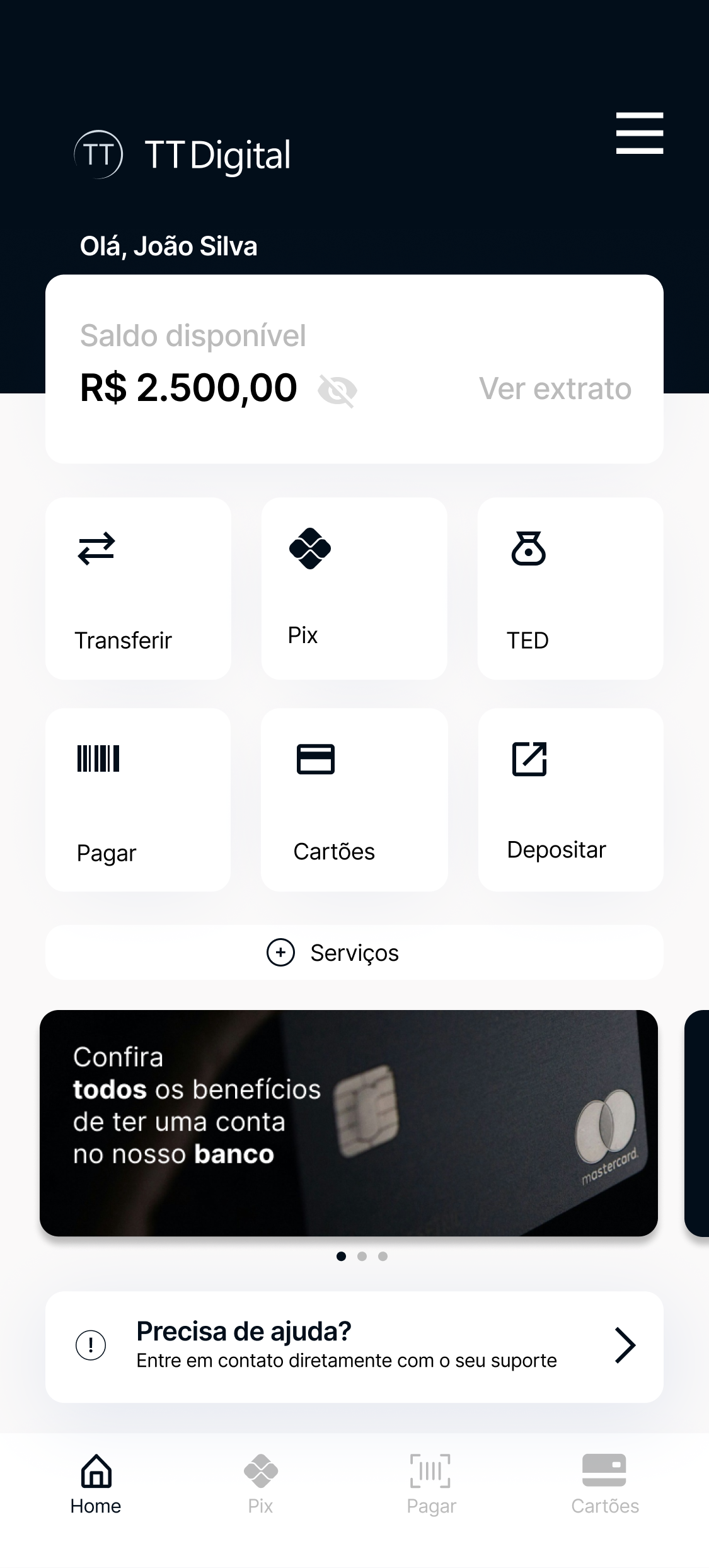 Screenshot de app financeiro