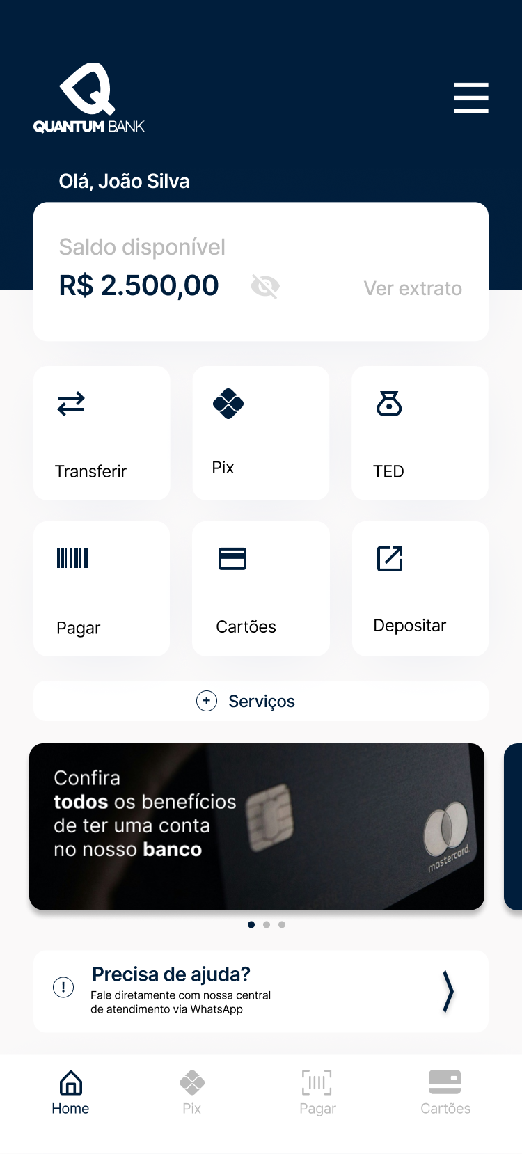 Screenshot de app financeiro