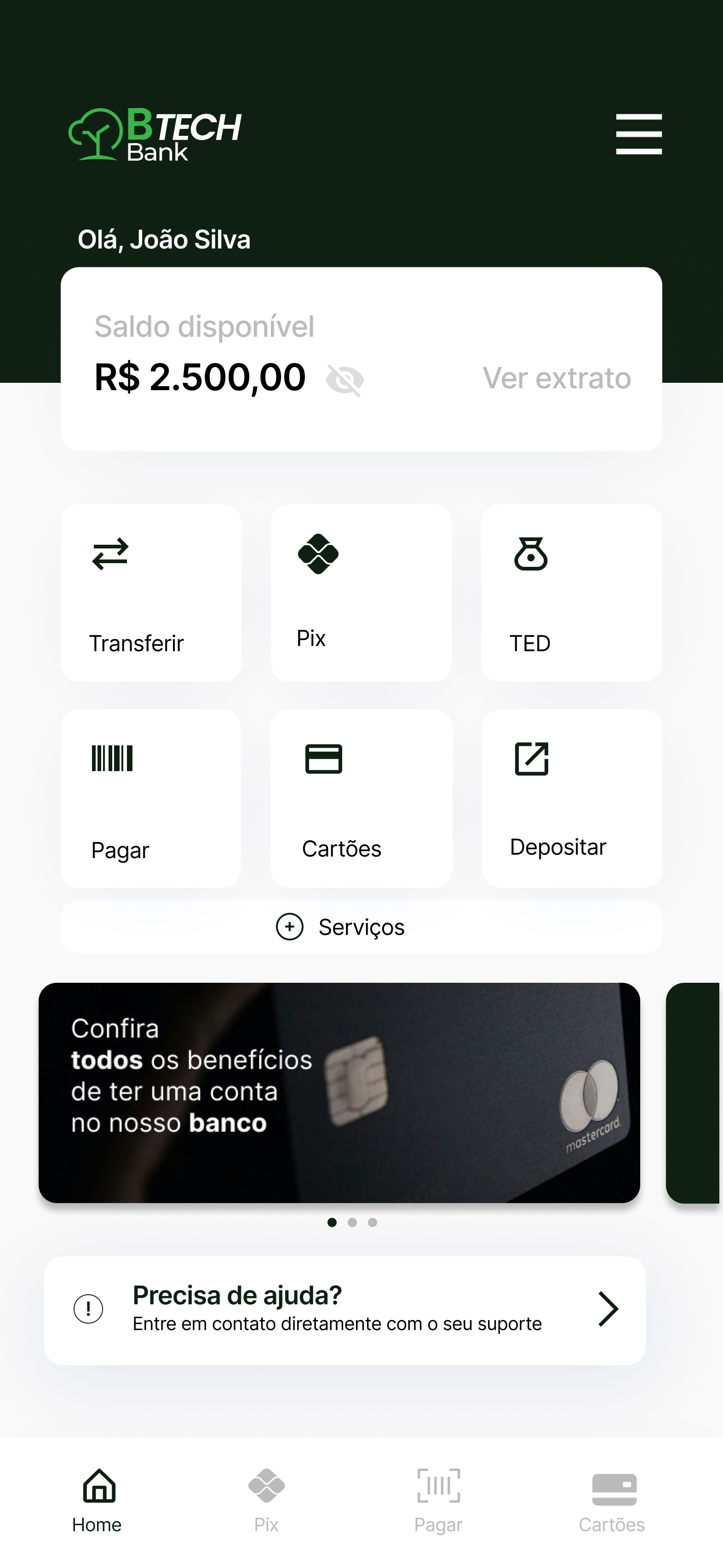 Screenshot de app financeiro
