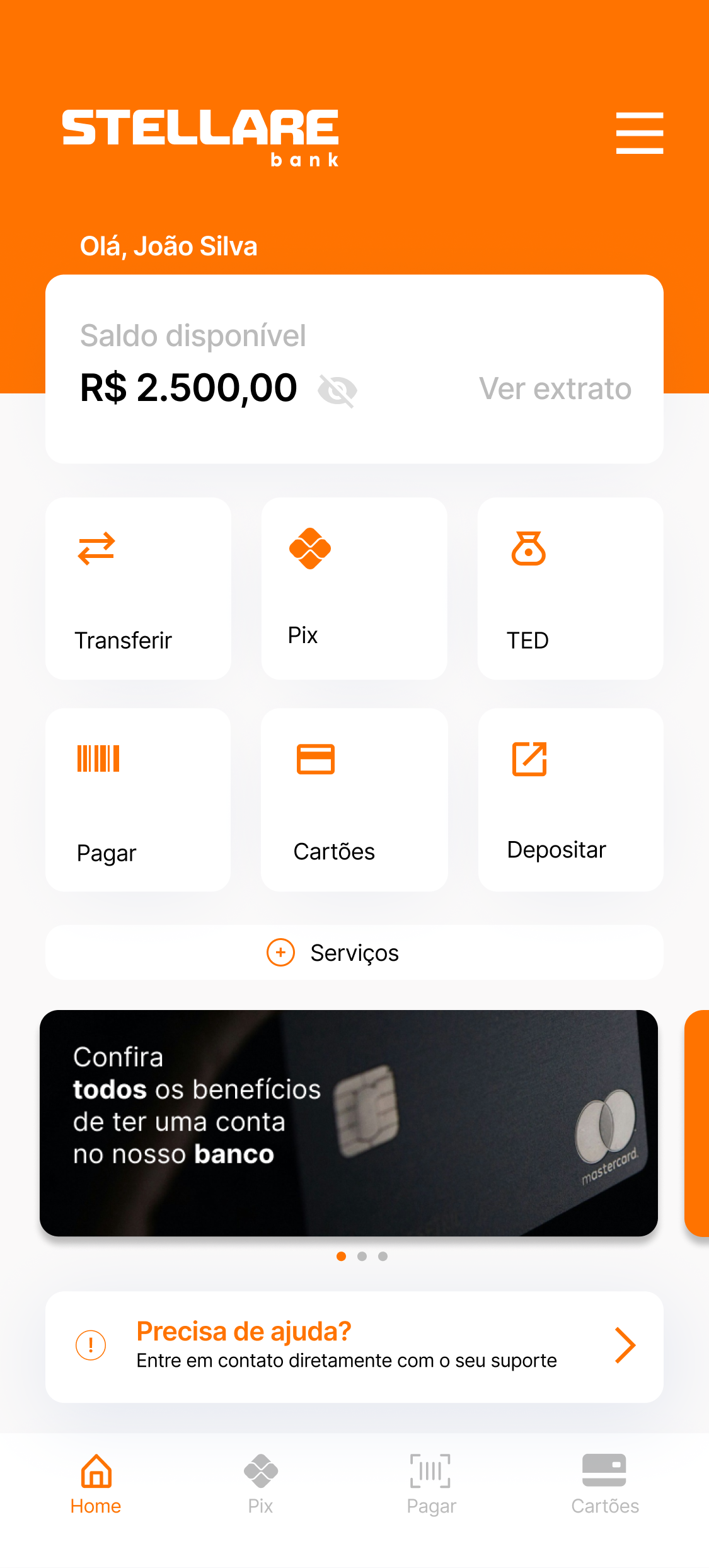Screenshot de app financeiro