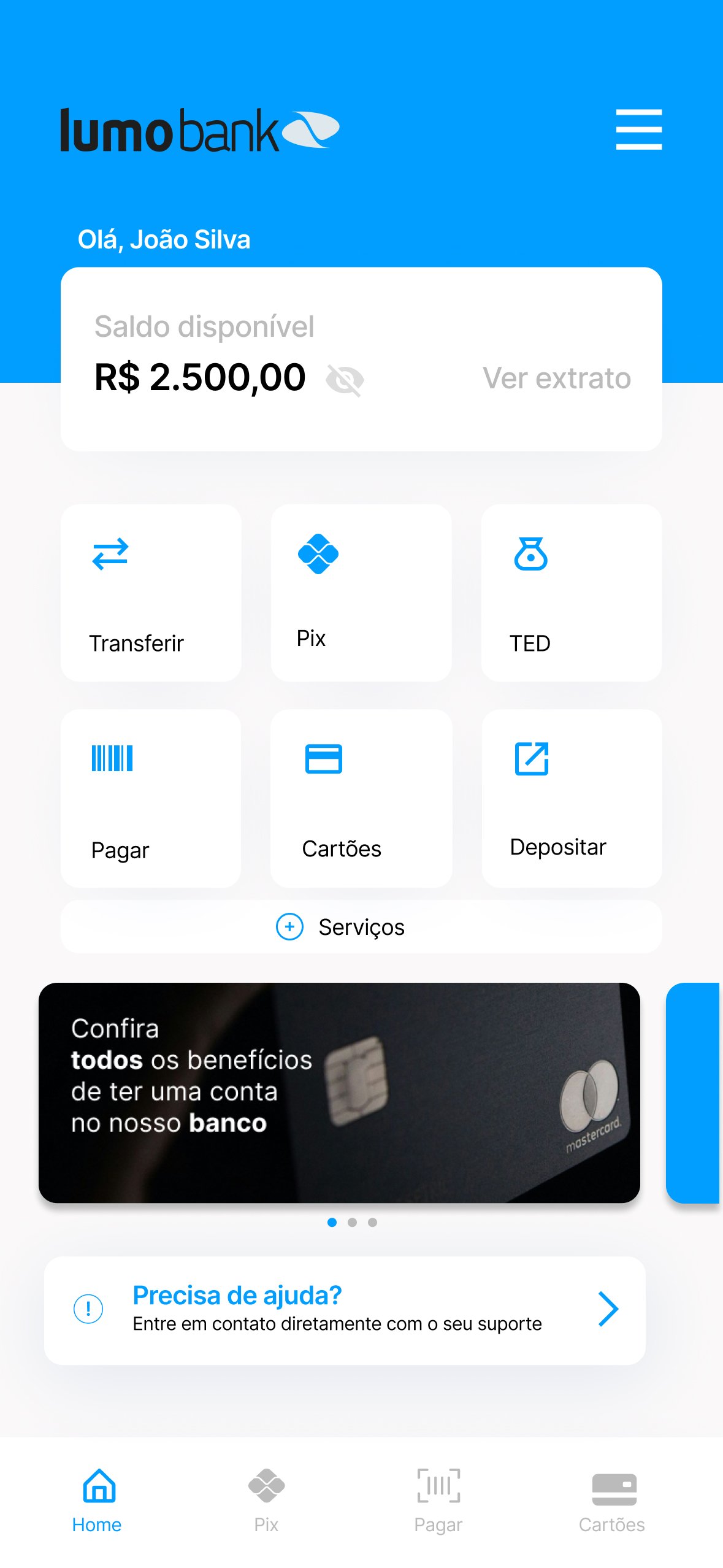 Screenshot de app financeiro
