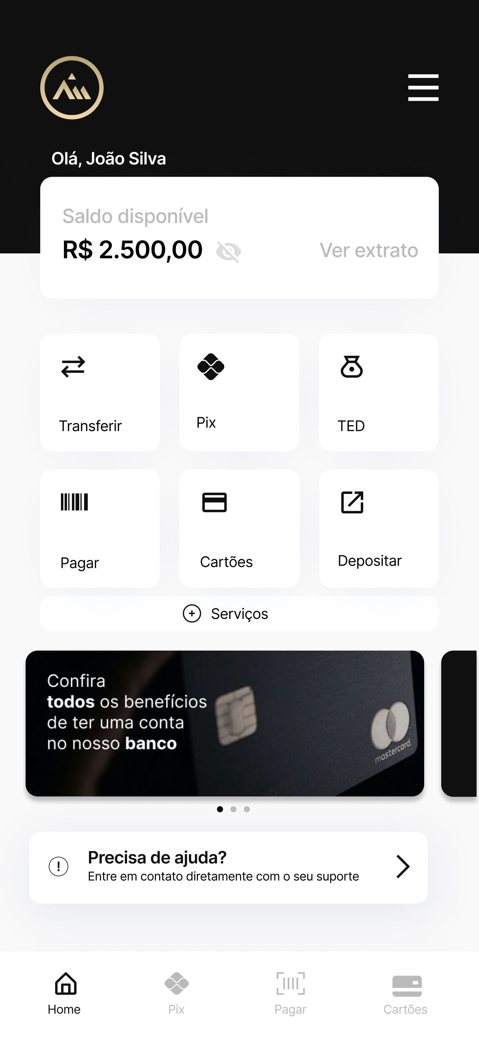 Screenshot de app financeiro