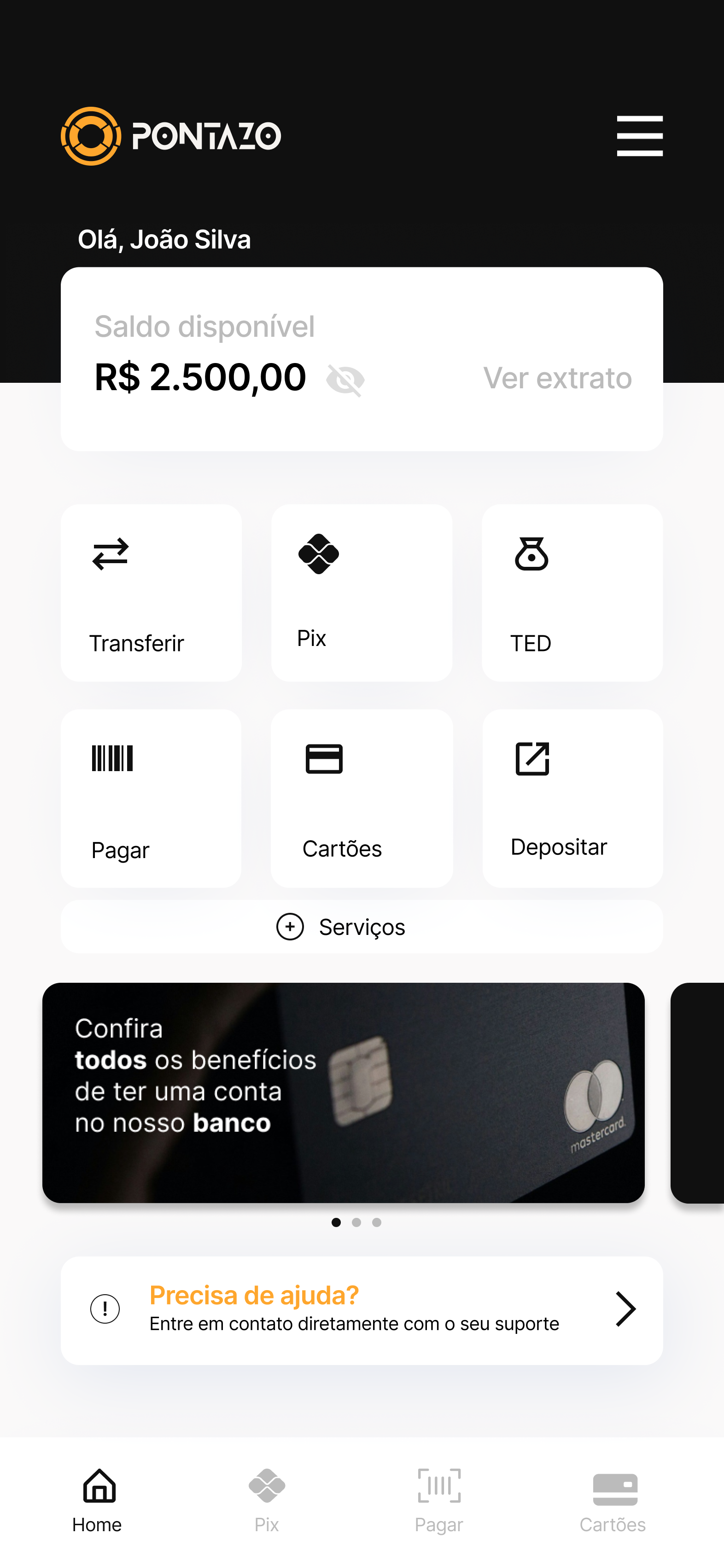 Screenshot de app financeiro