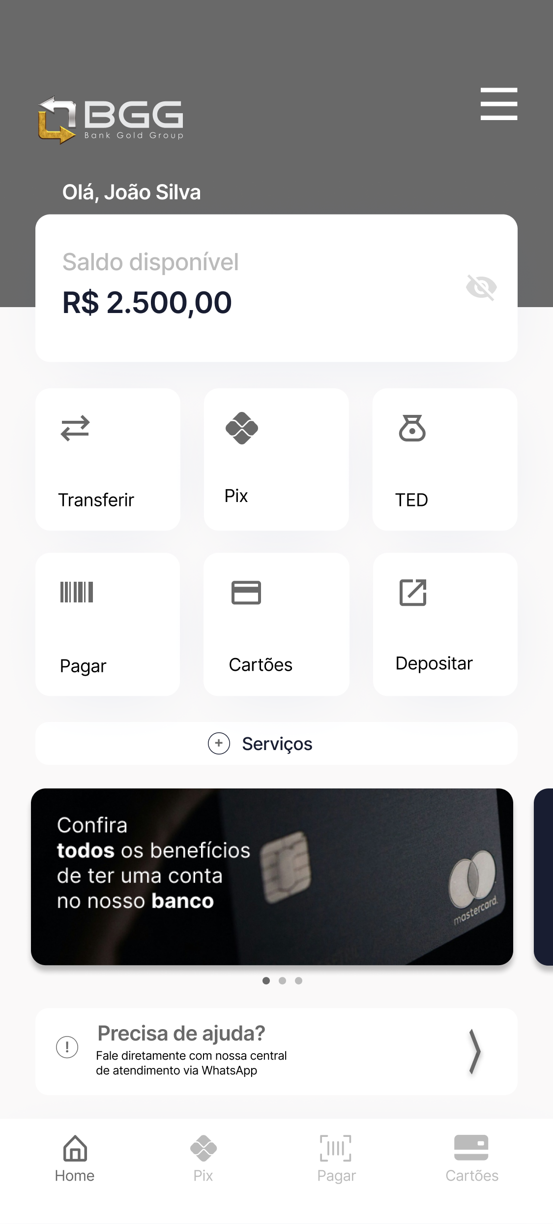 Screenshot de app financeiro