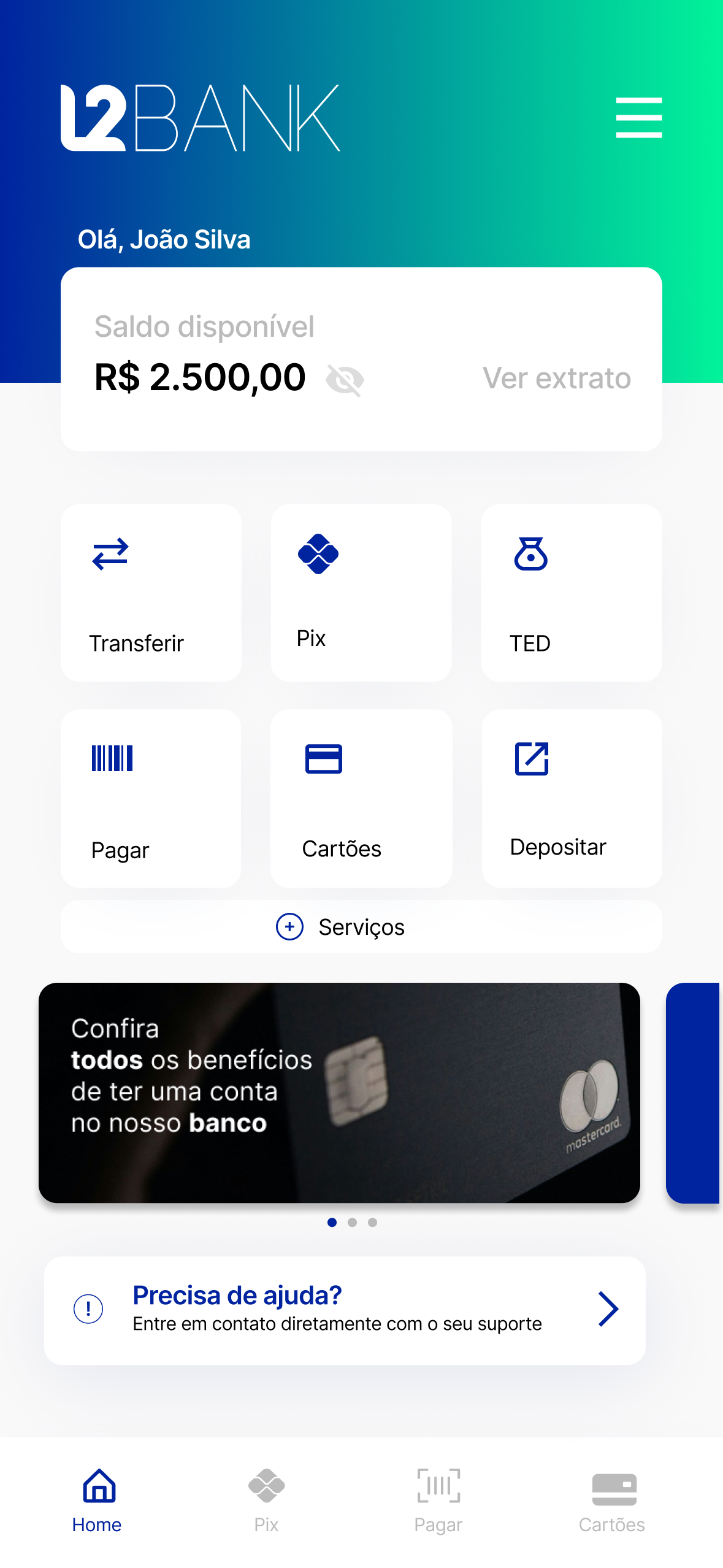 Screenshot de app financeiro