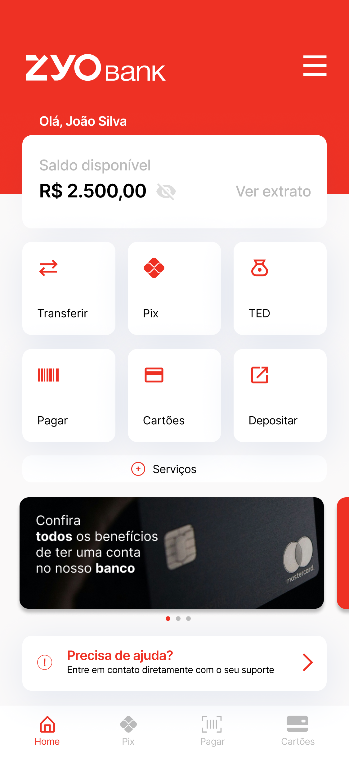 Screenshot de app financeiro