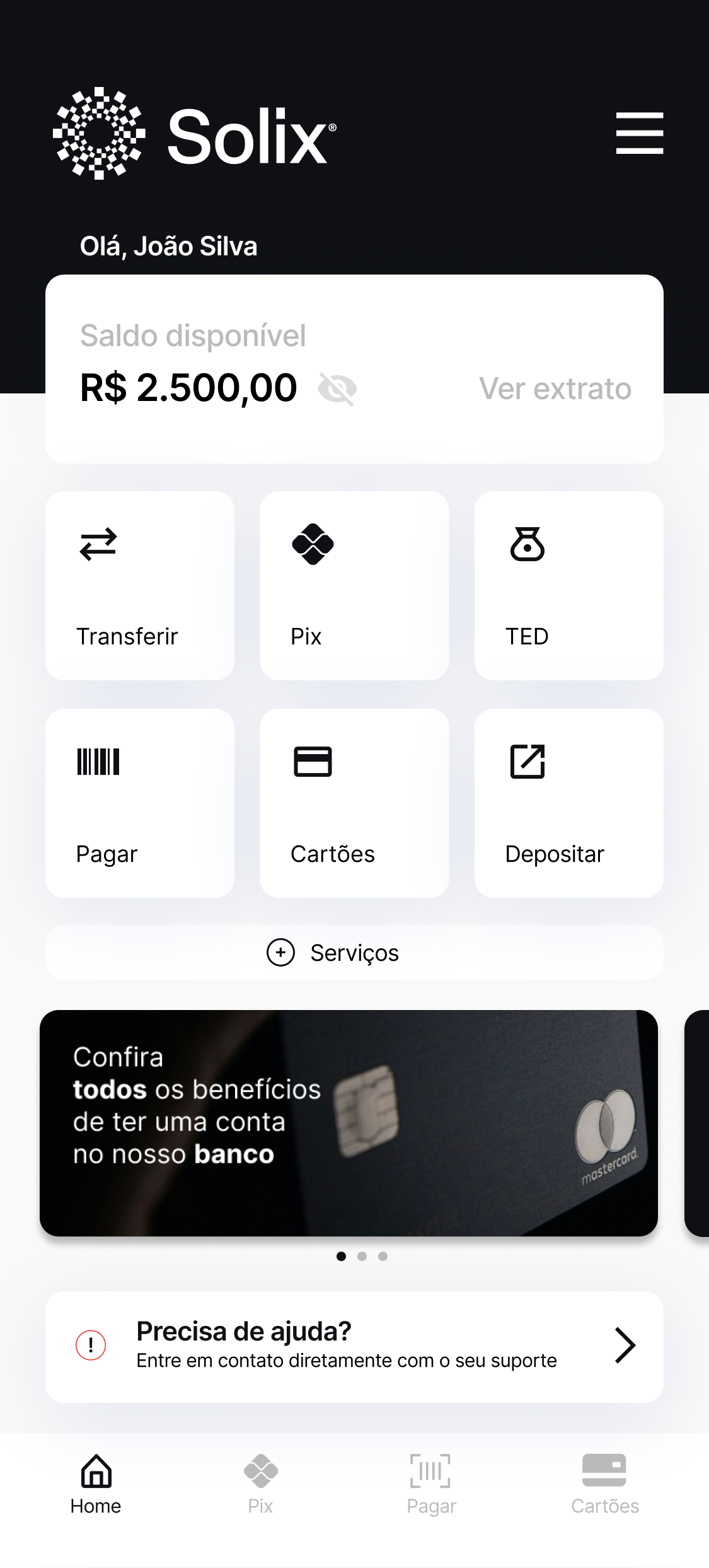 Screenshot de app financeiro