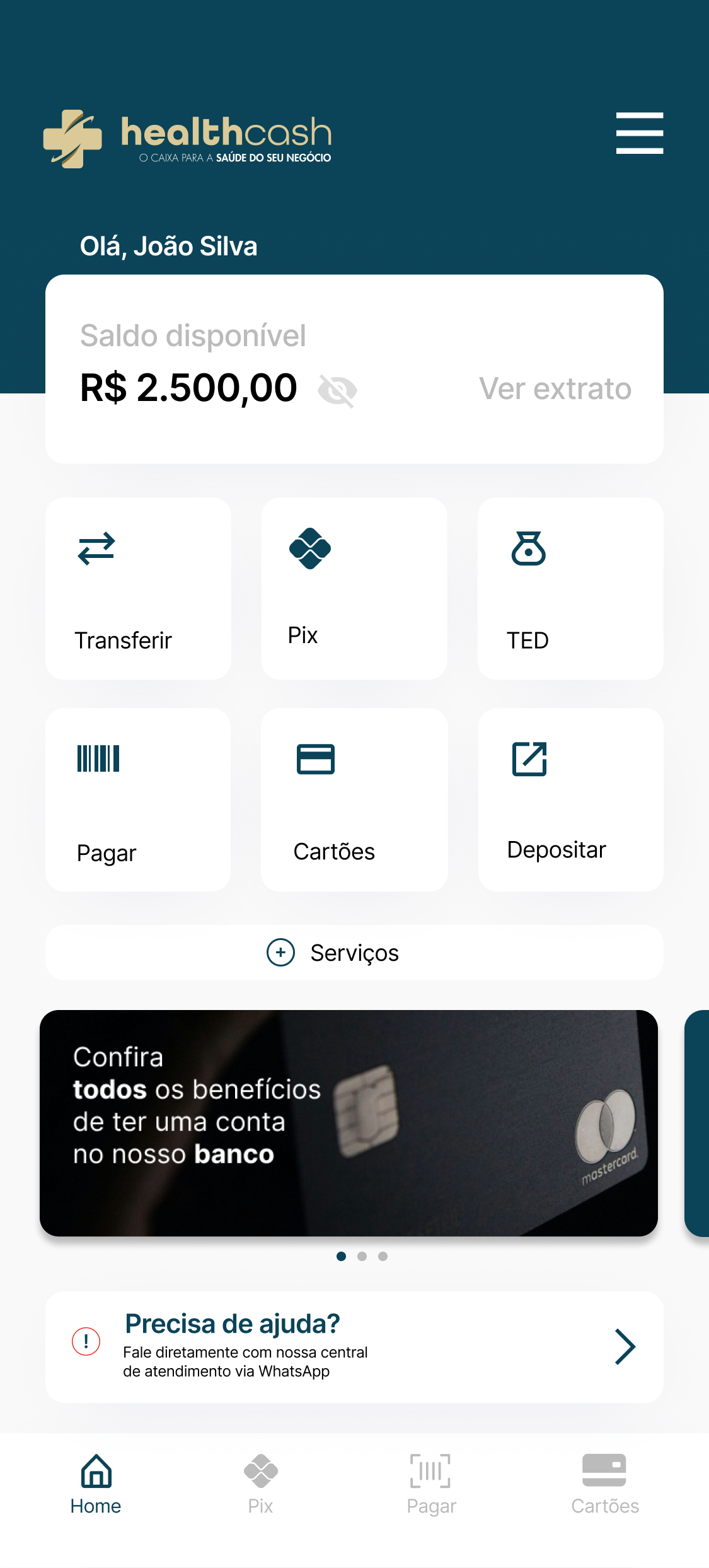 Screenshot de app financeiro